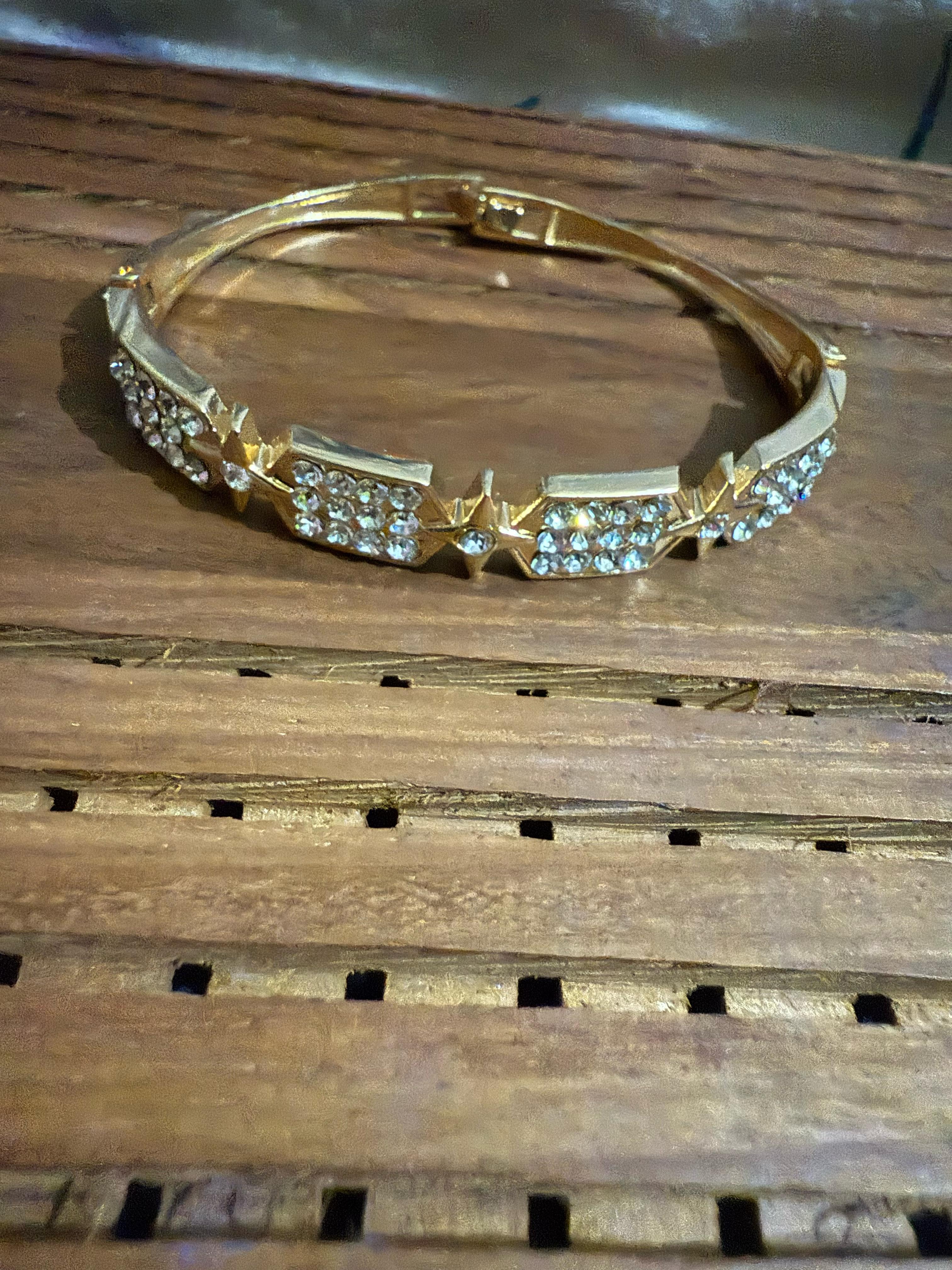 Artificial Gold Bangle with Clear Stones