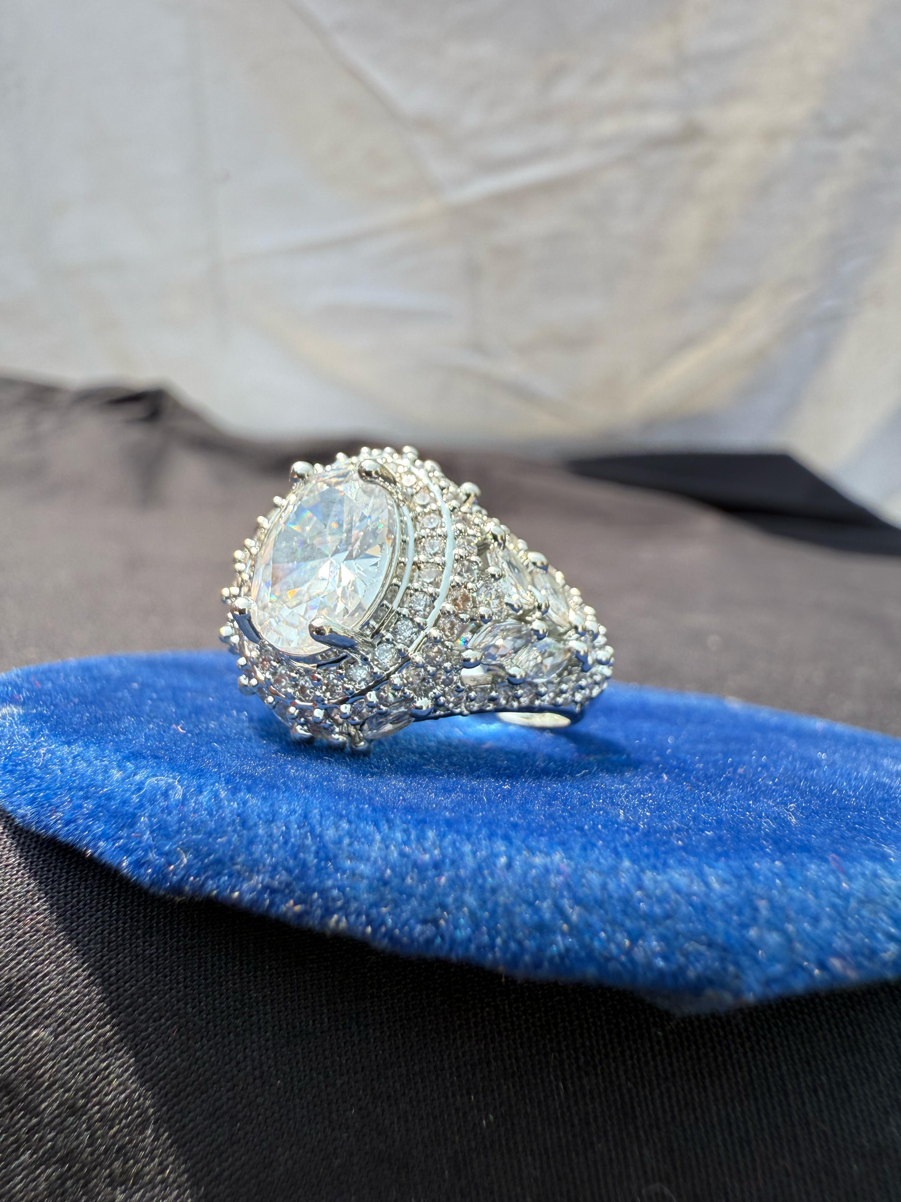 Oval Clear Gemstone Ring