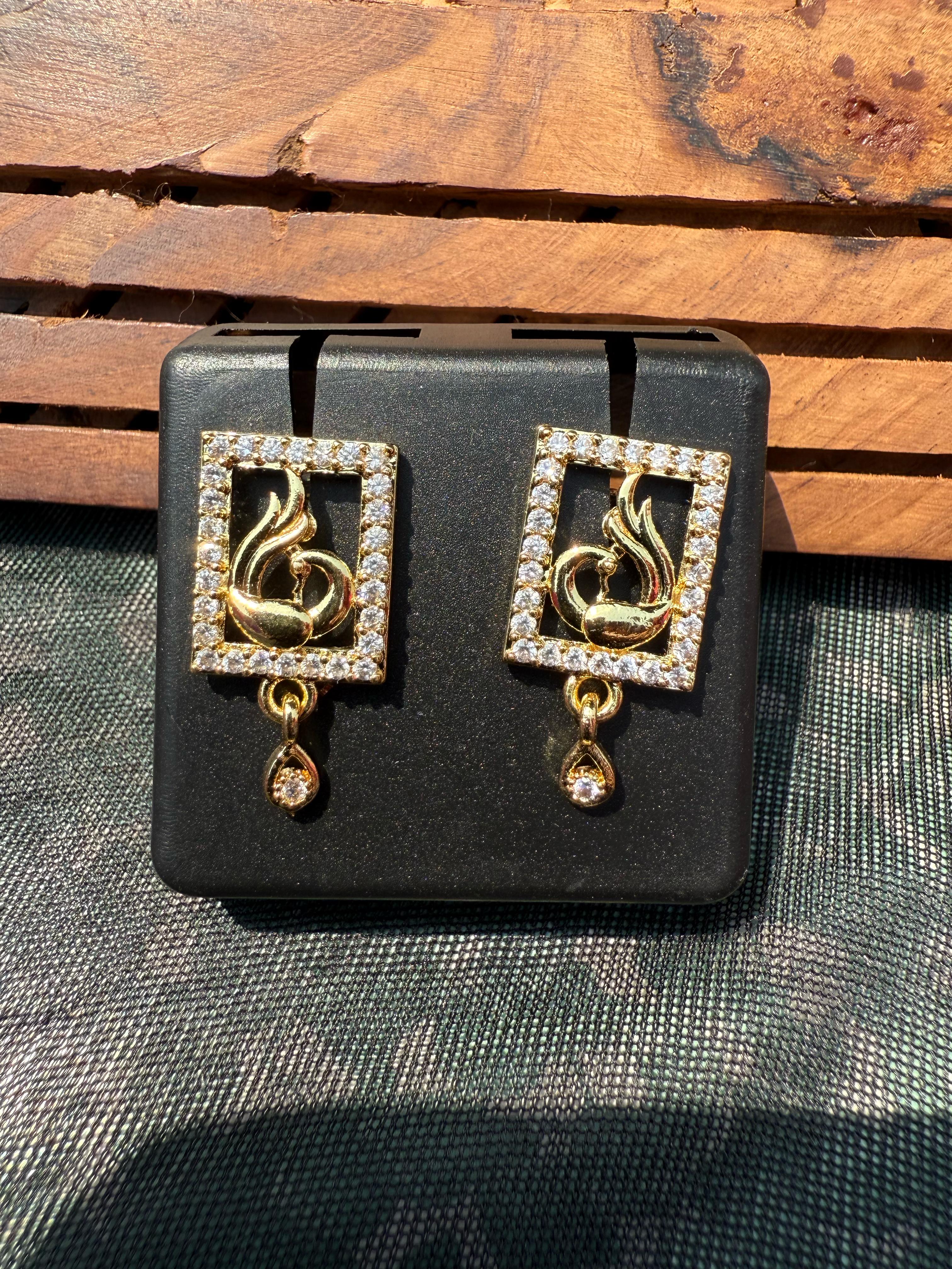 Elegant Swan-Shaped Earrings with Diamond Studs - Artificial Jewellery for Every Occasion