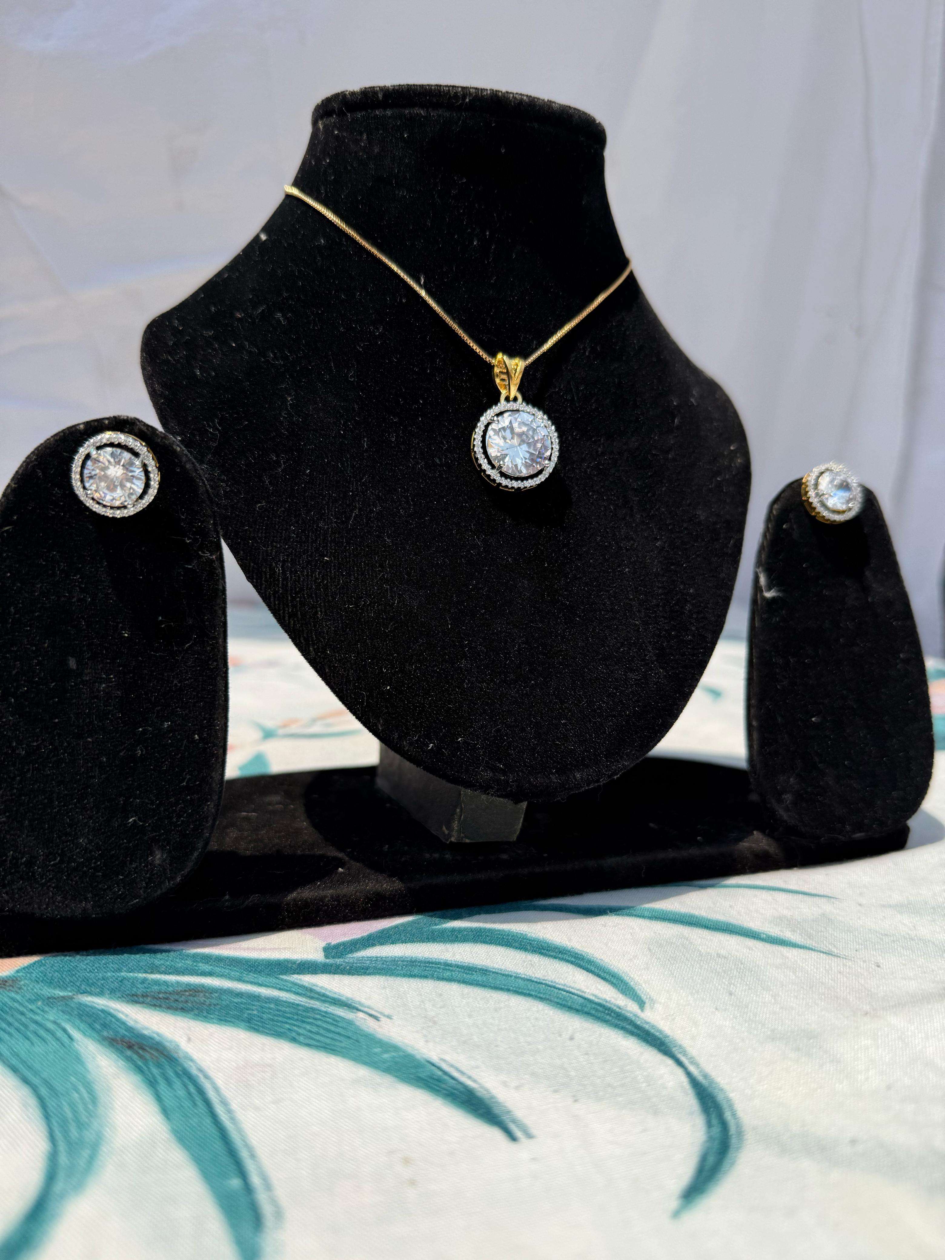 Diamond Solitaire Necklace and Ring Set - A Timeless Elegance