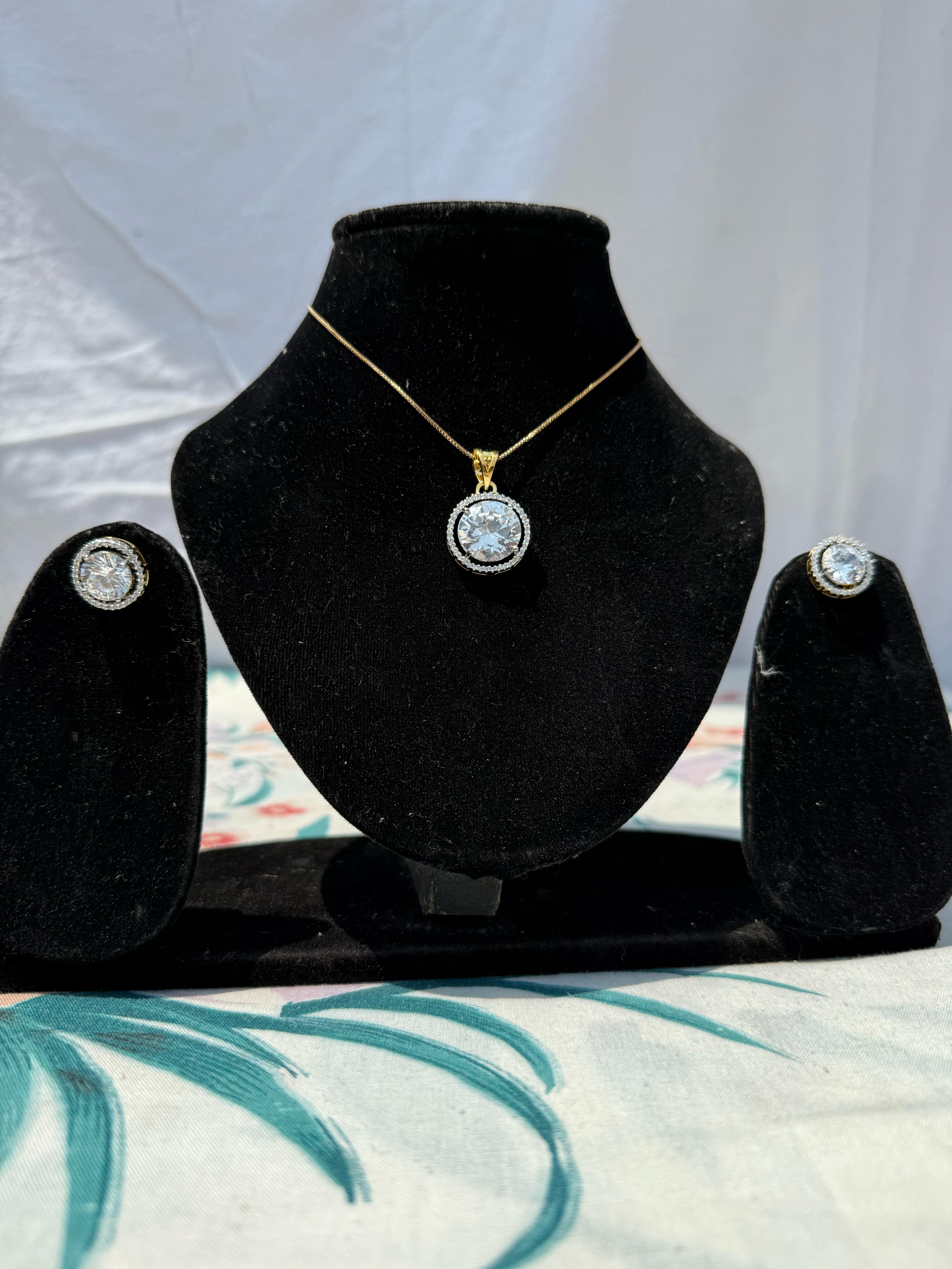 Diamond Solitaire Necklace and Ring Set - A Timeless Elegance
