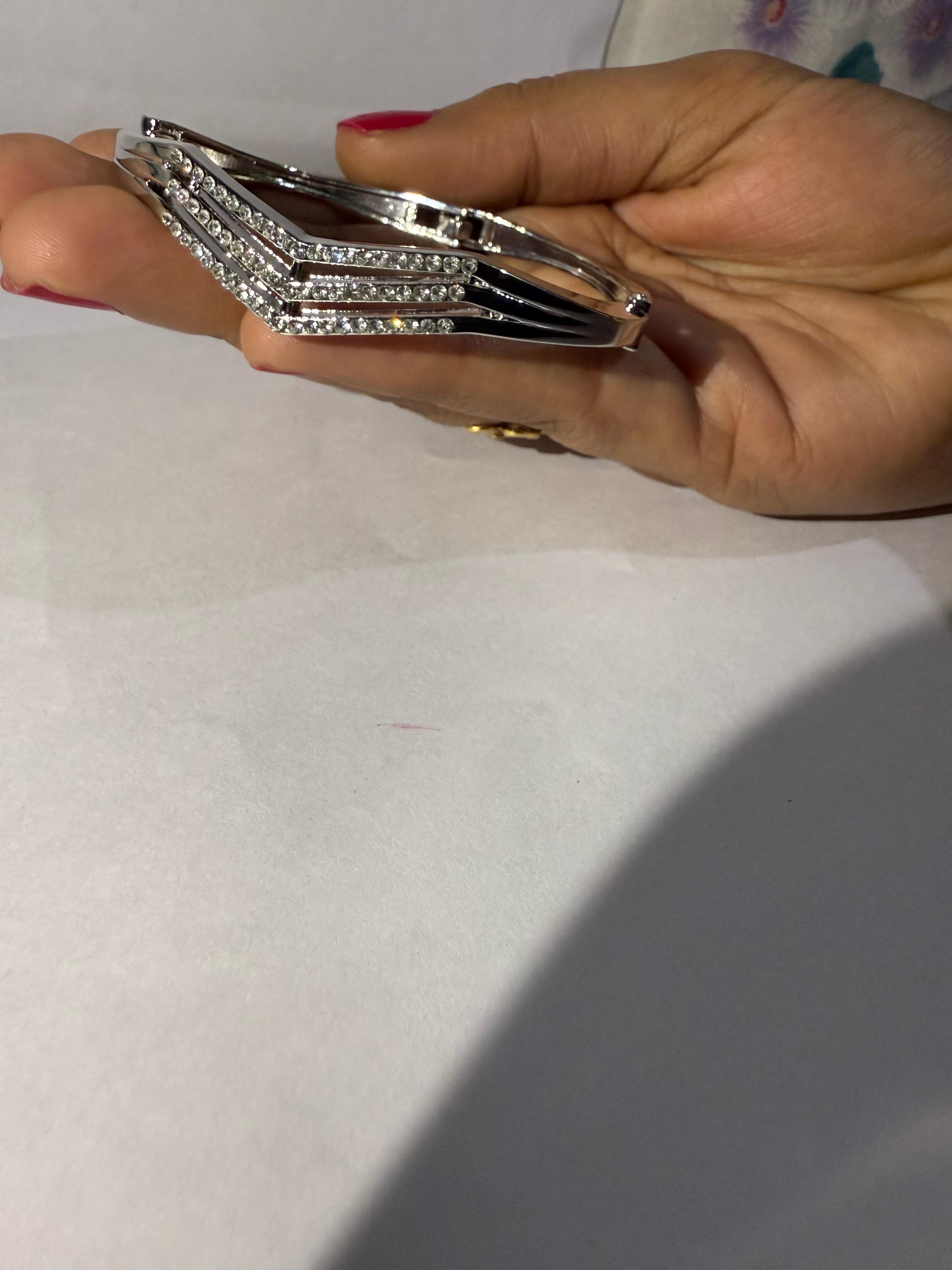 Silver Bracelet with Clear Stones