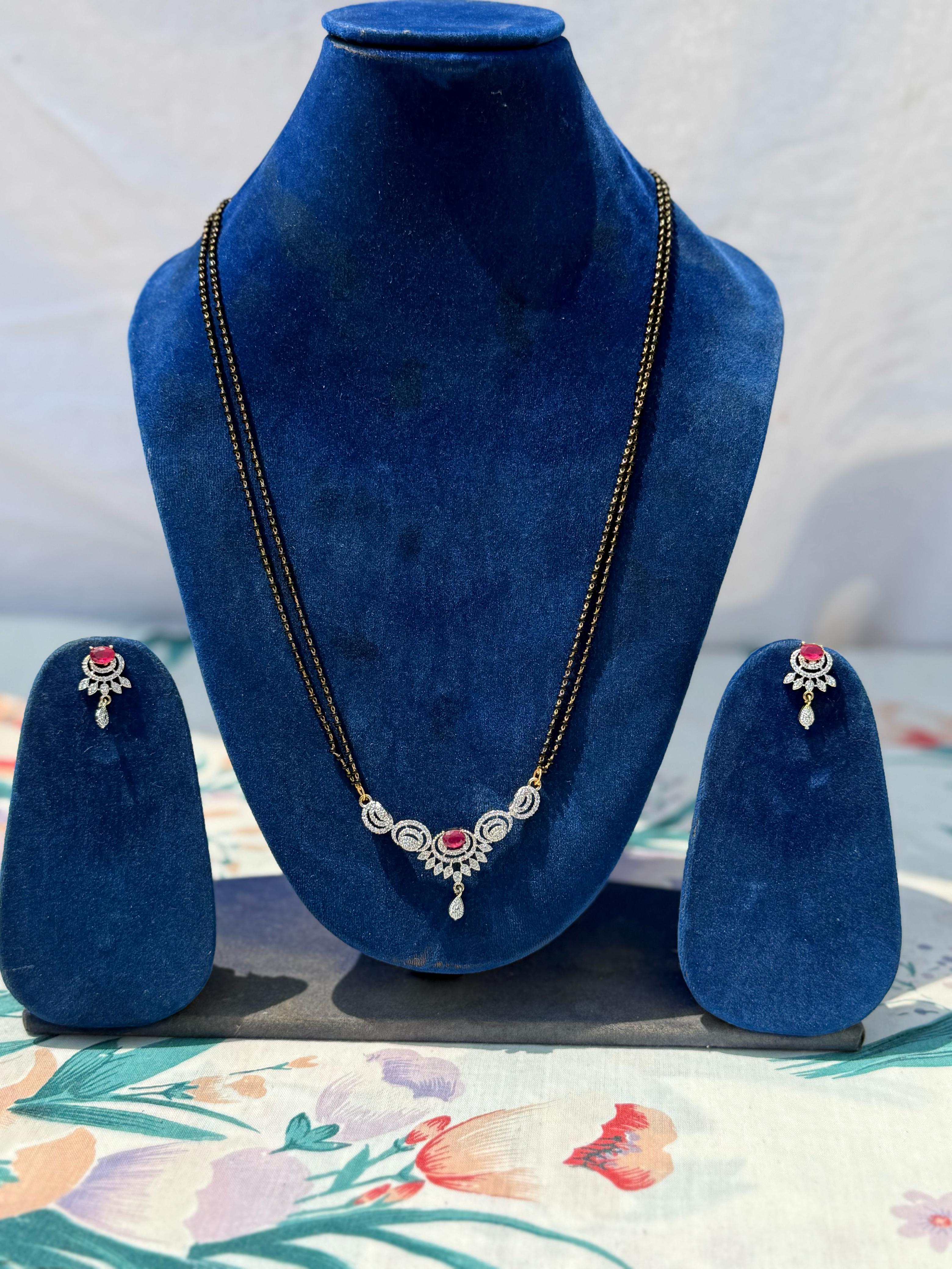 Elegant Ruby Necklace Set with Earrings - Artificial Jewellery for Every Occasion