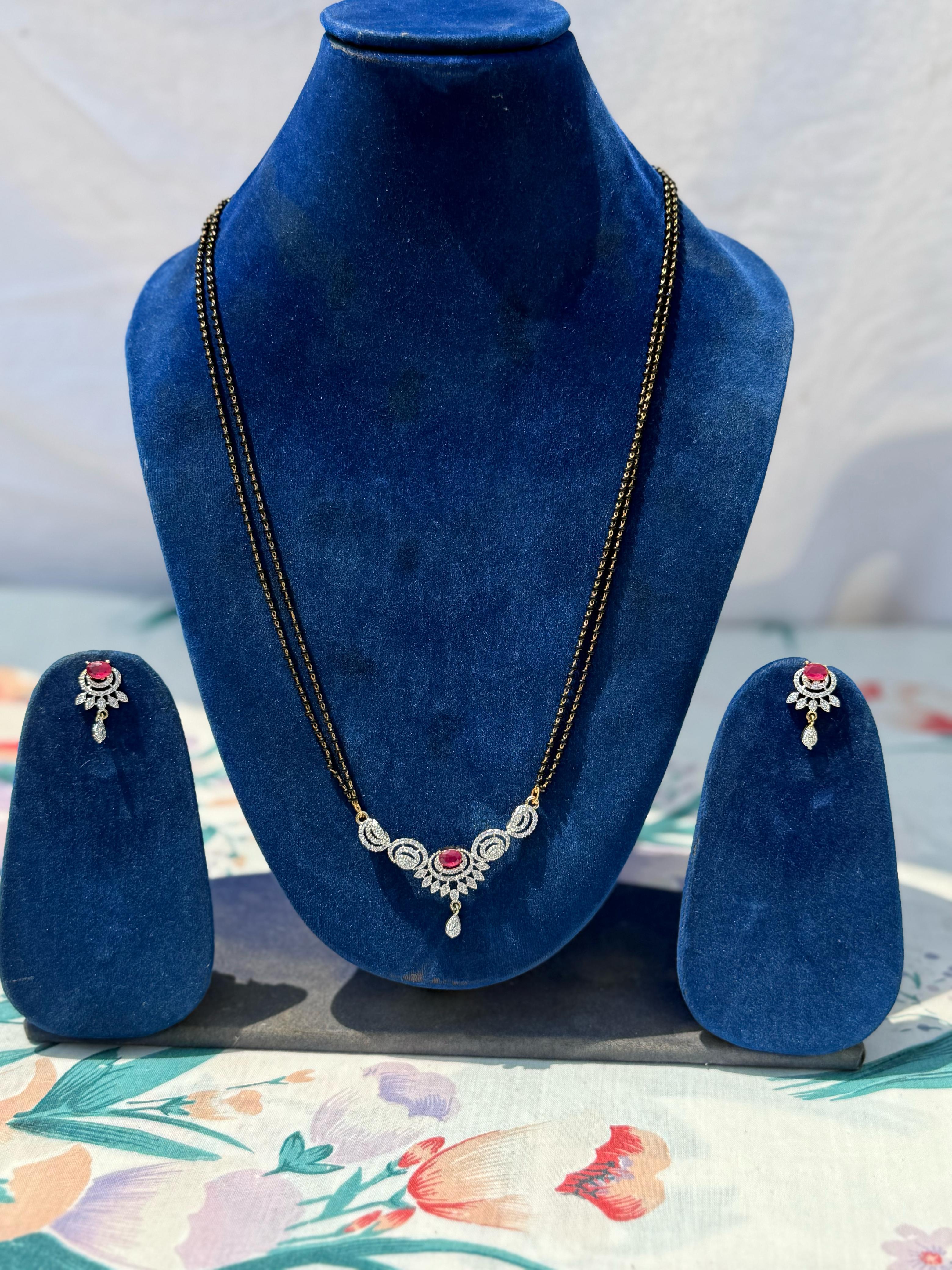 Elegant Ruby Necklace Set with Earrings - Artificial Jewellery for Every Occasion