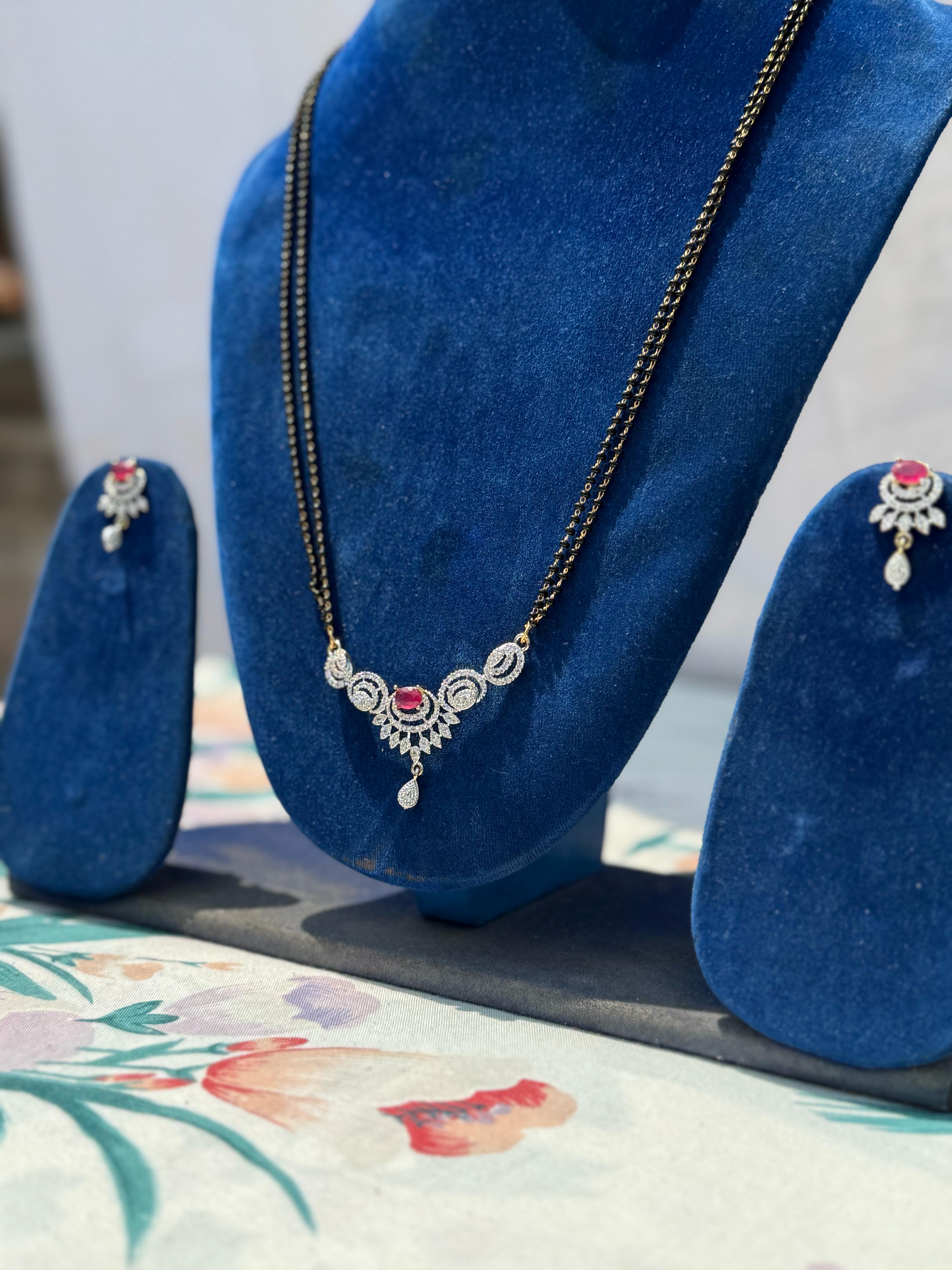 Elegant Ruby Necklace Set with Earrings - Artificial Jewellery for Every Occasion