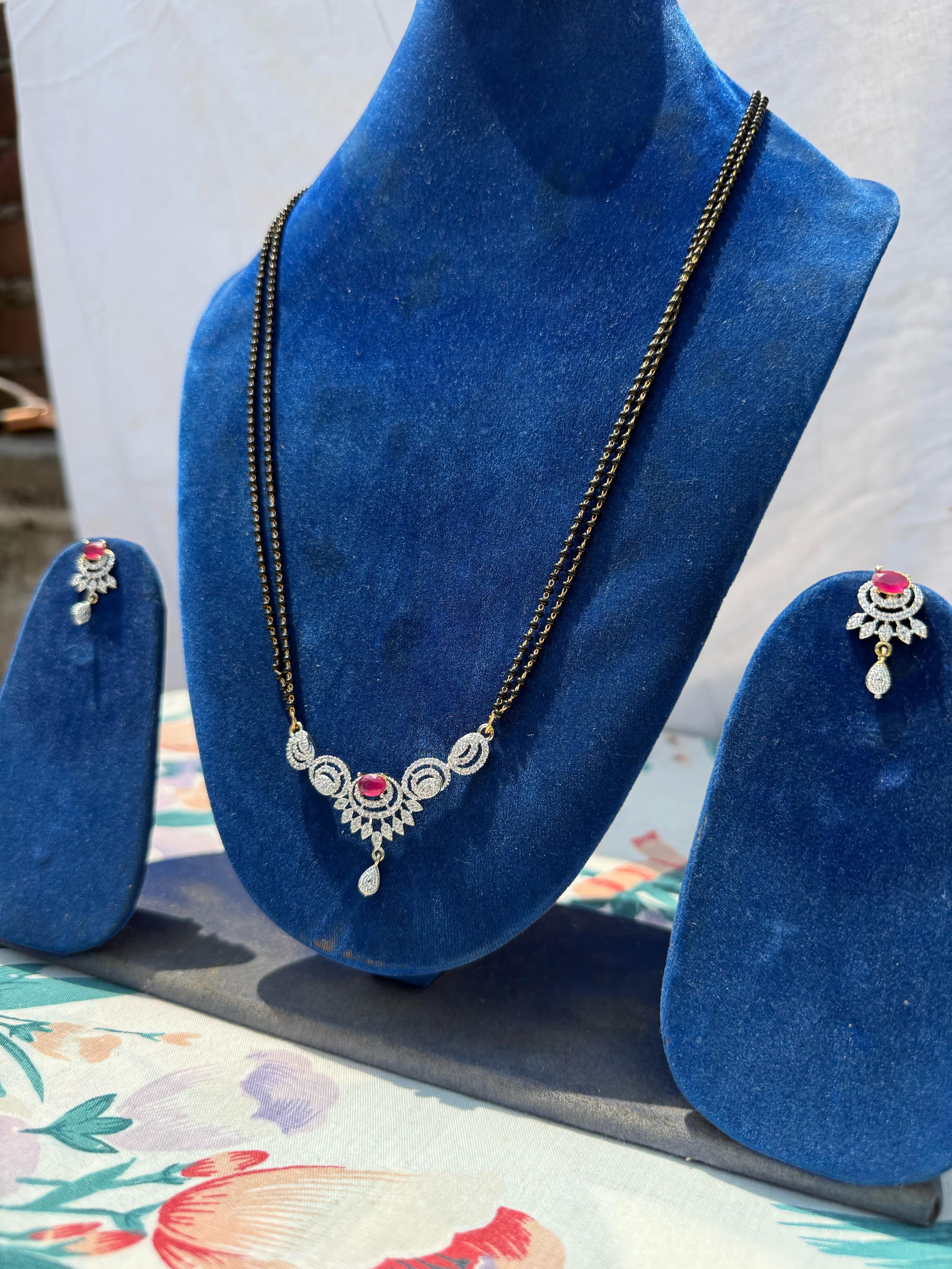 Elegant Ruby Necklace Set with Earrings - Artificial Jewellery for Every Occasion